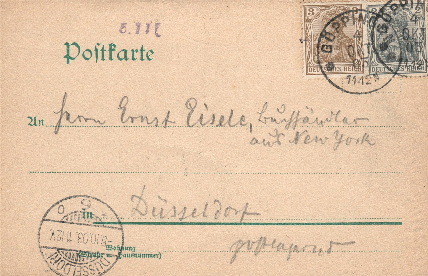 GERMANY GOPPINGEN BURGSTRASSE ANTIQUE POSTCARD