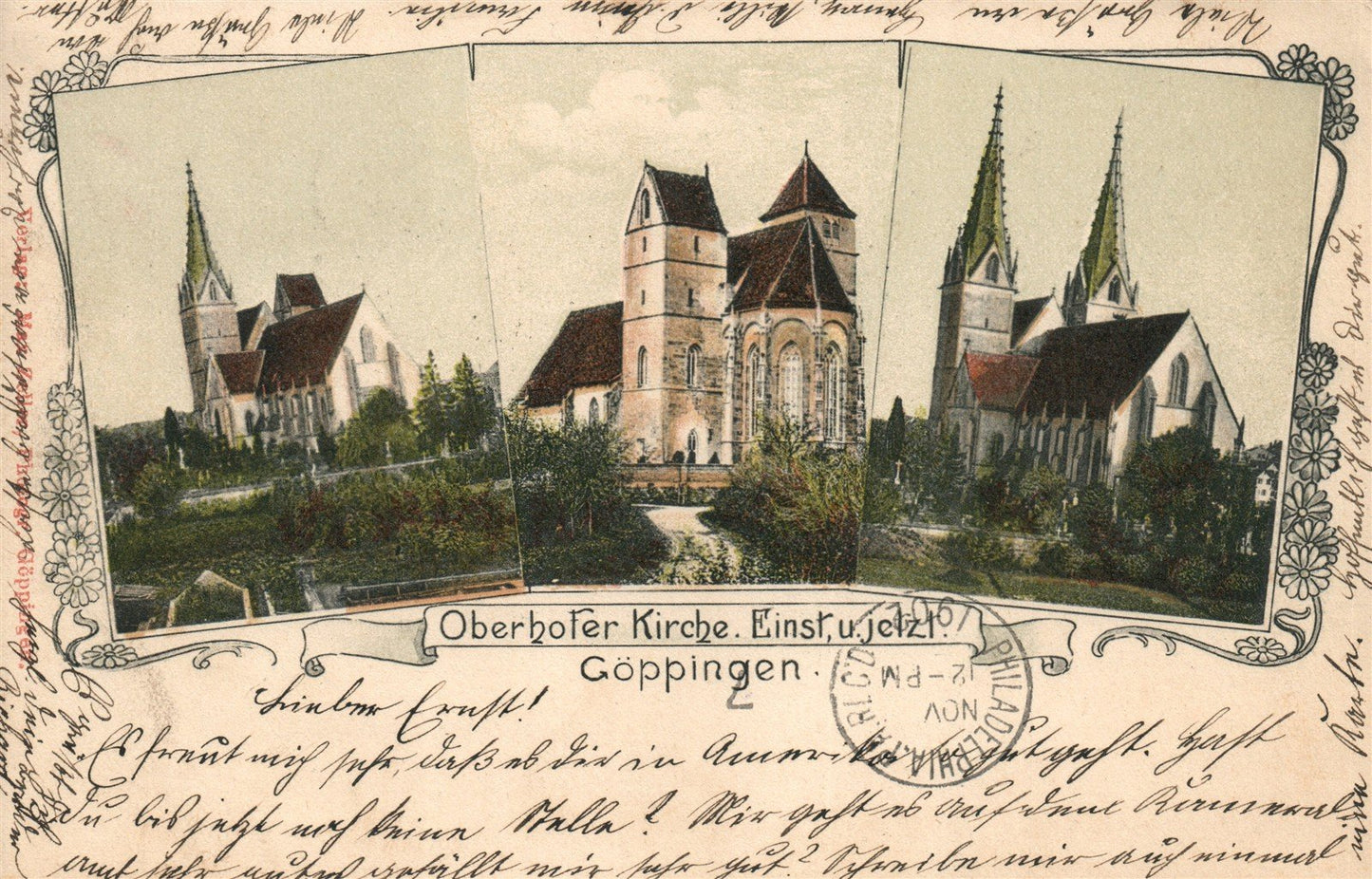 GERMANY GOPPINGEN OBERHOFER KIRCHE ANTIQUE POSTCARD