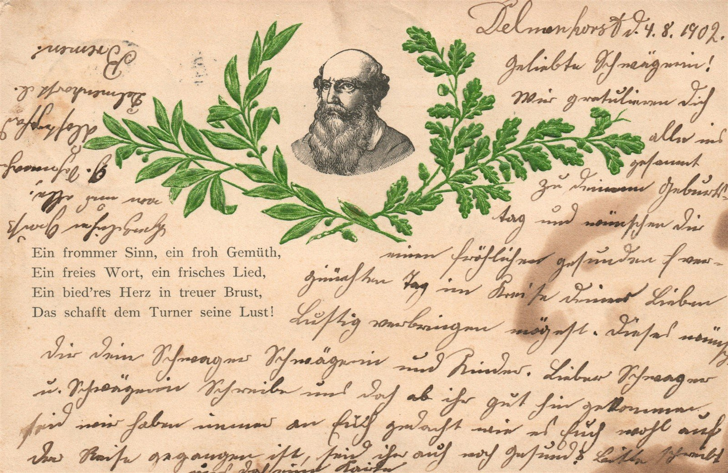 GERMAN FATHER OF GYMNASTICS FRIEDRICH LUDWIG JAHN ANTIQUE POSTCARD