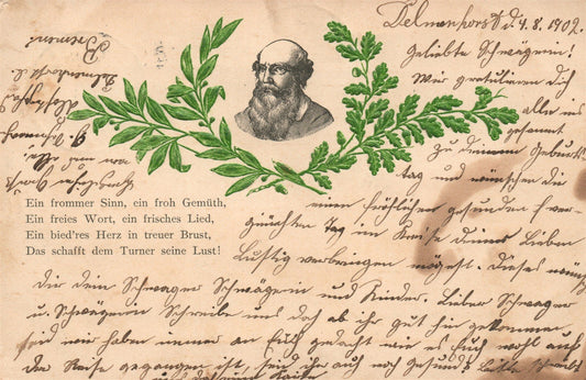 GERMAN FATHER OF GYMNASTICS FRIEDRICH LUDWIG JAHN ANTIQUE POSTCARD