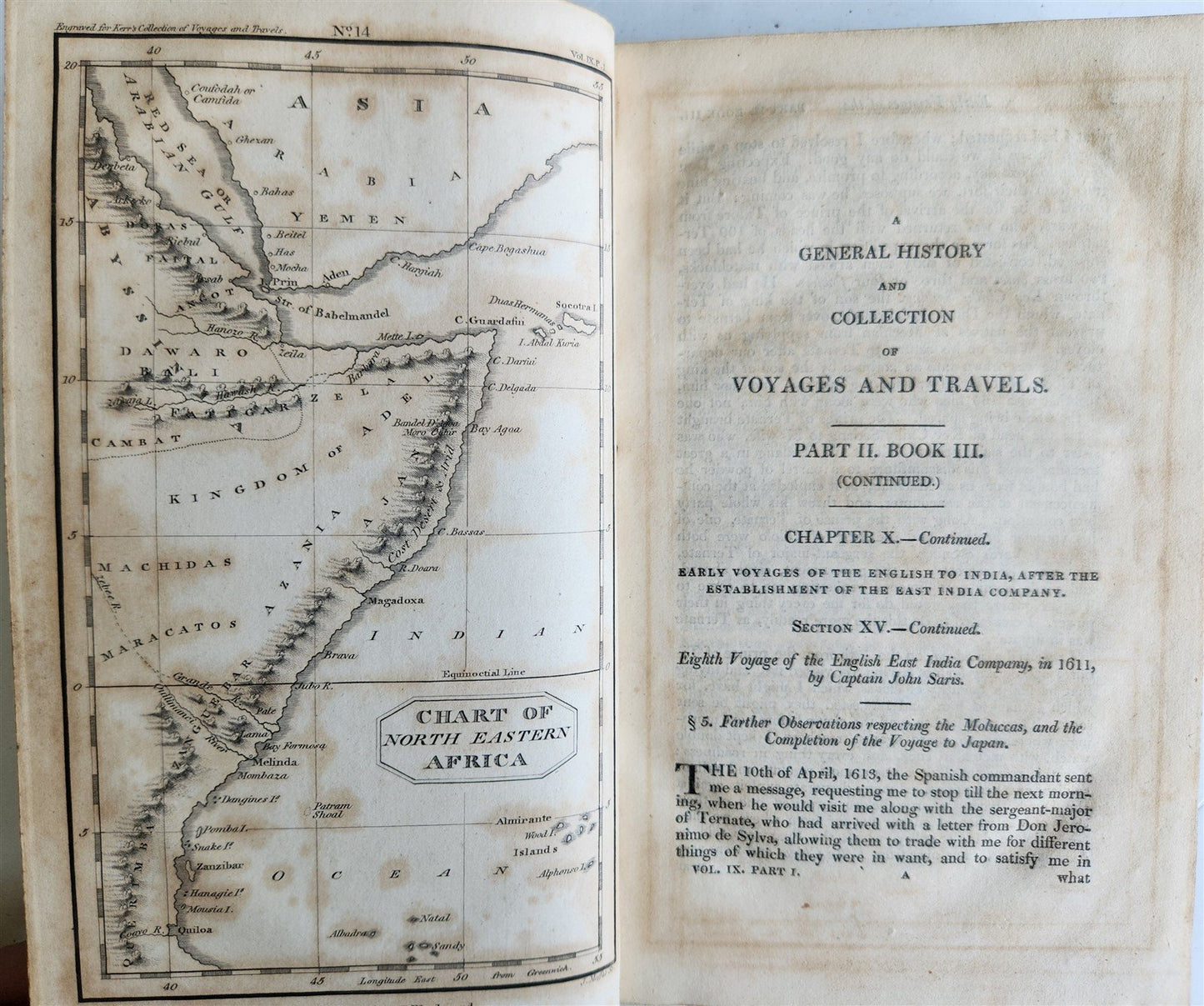 1811 GENERAL HISTORY COLLECTION of VOYAGES & TRAVELS R. KERR antique ILLUSTRATED