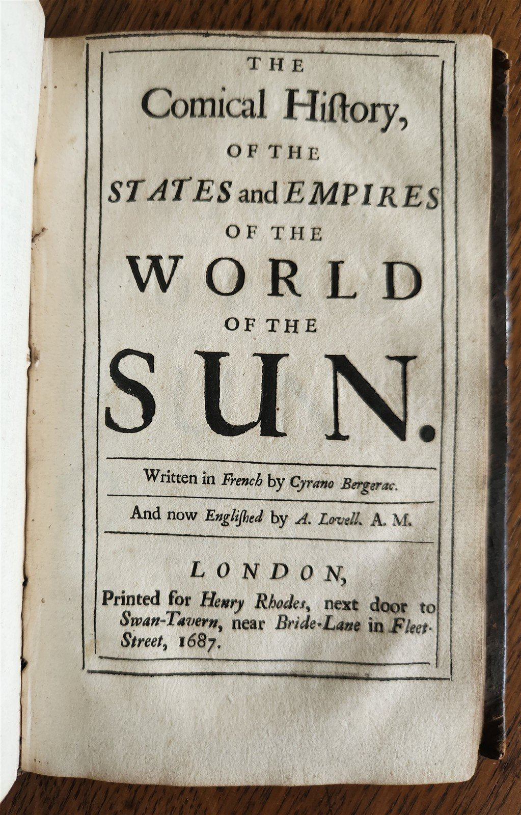 1687 COMICAL HISTORY of STATES & EMPIRES of the WORLDS of the MOON & SUN antique