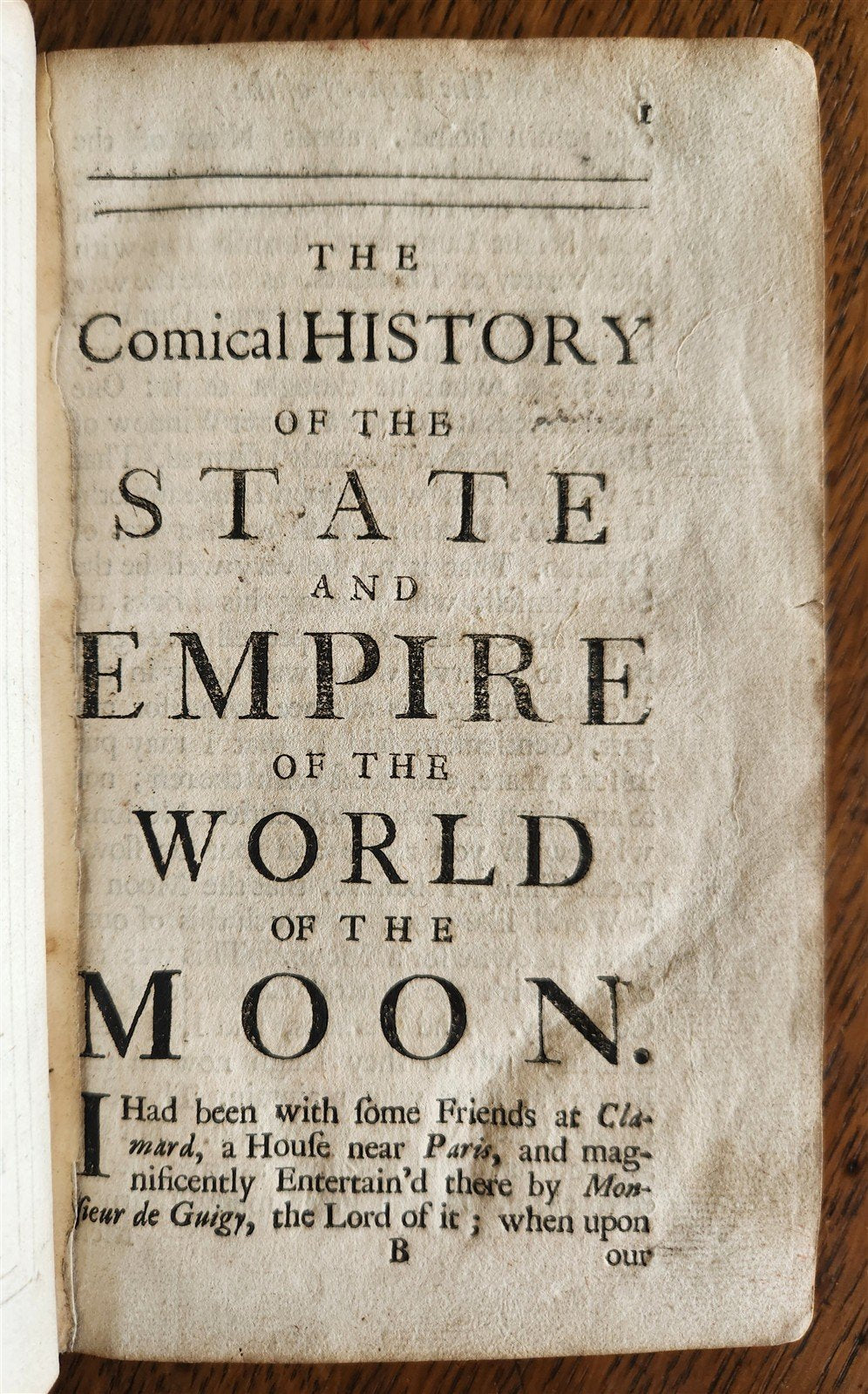 1687 COMICAL HISTORY of STATES & EMPIRES of the WORLDS of the MOON & SUN antique