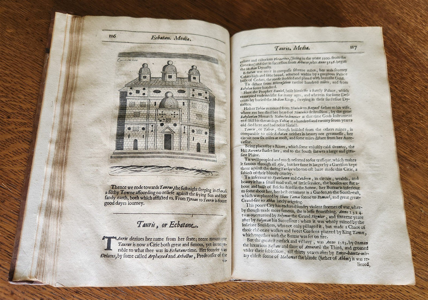 1634 DESCRIPTION of PERSIAN MONARCHY illustrated ANTIQUE in ENGLISH Th.Herbert