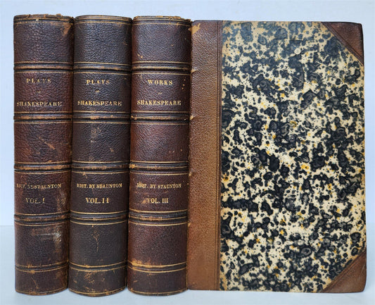 1858 PLAYS of SHAKESPEARE 3 VOLUMES illustrated ANTIQUE in ENGLISH