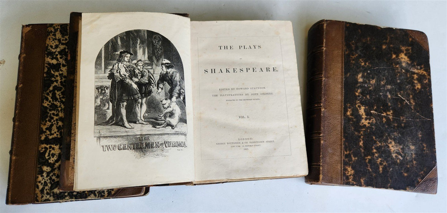 1858 PLAYS of SHAKESPEARE 3 VOLUMES illustrated ANTIQUE in ENGLISH