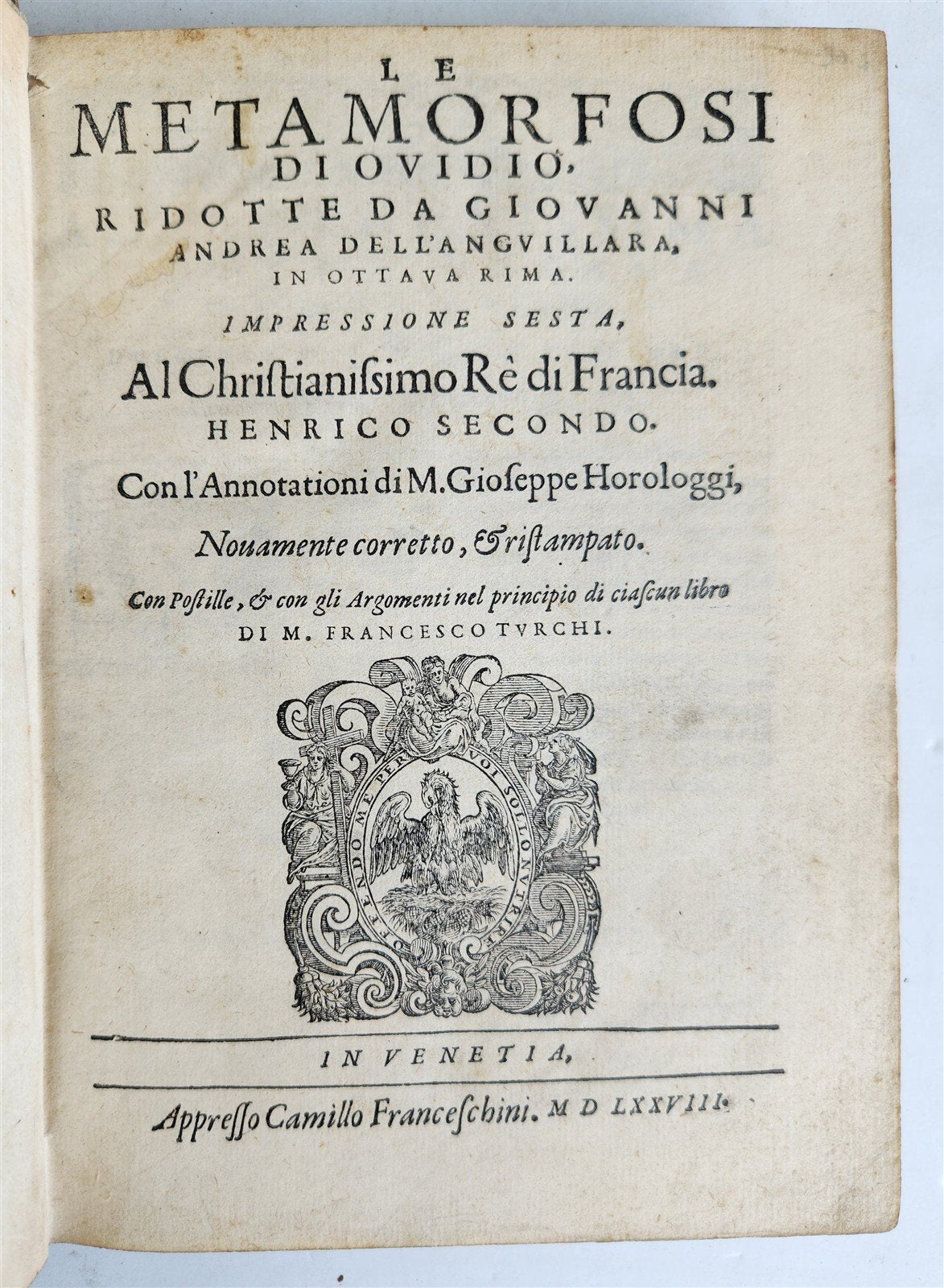 1578 LE METAMORFOSI DI OVIDIO antique BEAUTIFULLY ILLUSTRATED RARE 16th CENTURY!