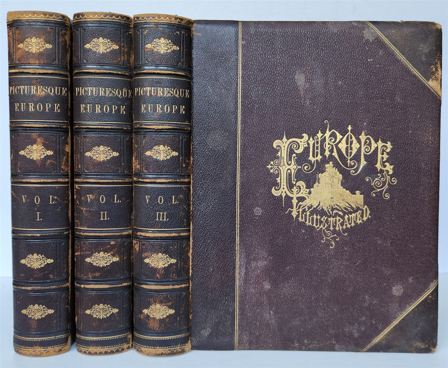 1879 PICTURESQUE EUROPE GREAT BRITAIN & CONTINENT 3 VOLUMES illustrated ANTIQUE
