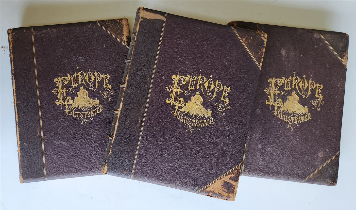 1879 PICTURESQUE EUROPE GREAT BRITAIN & CONTINENT 3 VOLUMES illustrated ANTIQUE