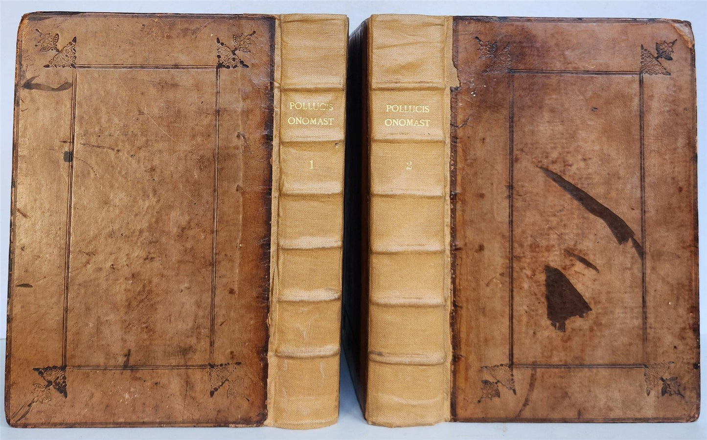 1706 Onomasticum Graece & Latine by Julius Pollux 2 FOLIO VOLUMES antique