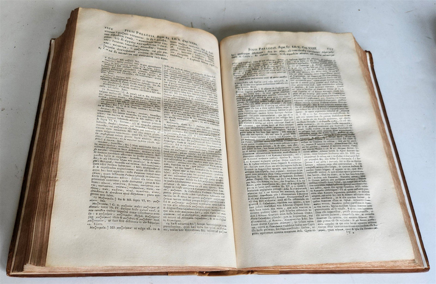 1706 Onomasticum Graece & Latine by Julius Pollux 2 FOLIO VOLUMES antique