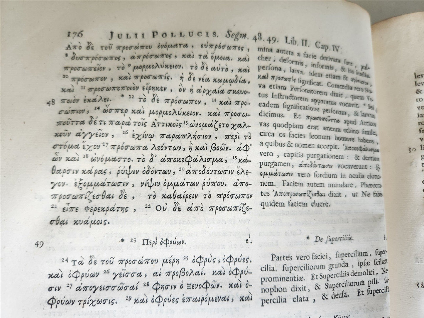 1706 Onomasticum Graece & Latine by Julius Pollux 2 FOLIO VOLUMES antique