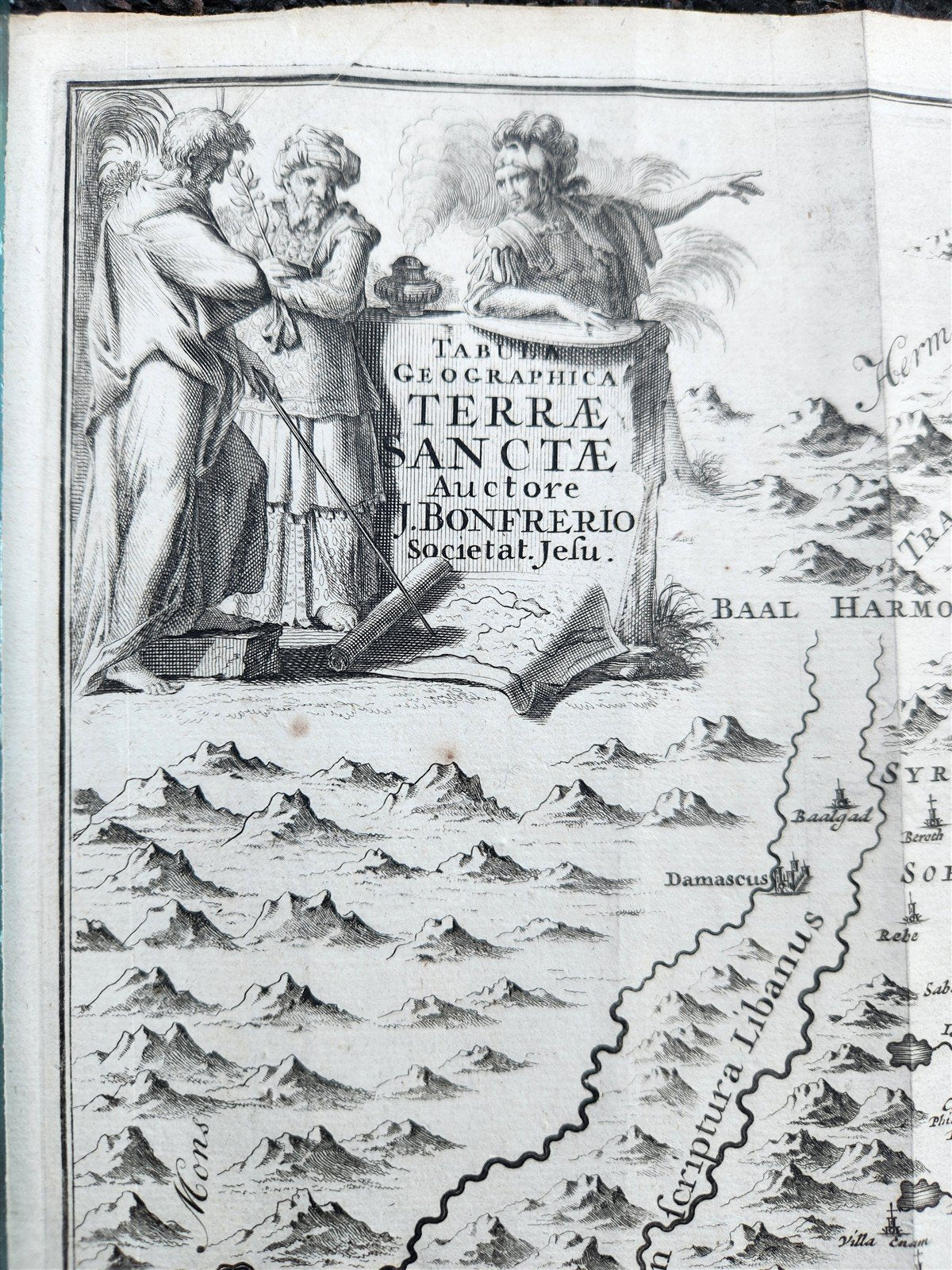 1717 HOLY LAND MAP Jacobus Bonfrerius antique Tabula Geographica Terrae Sanctae