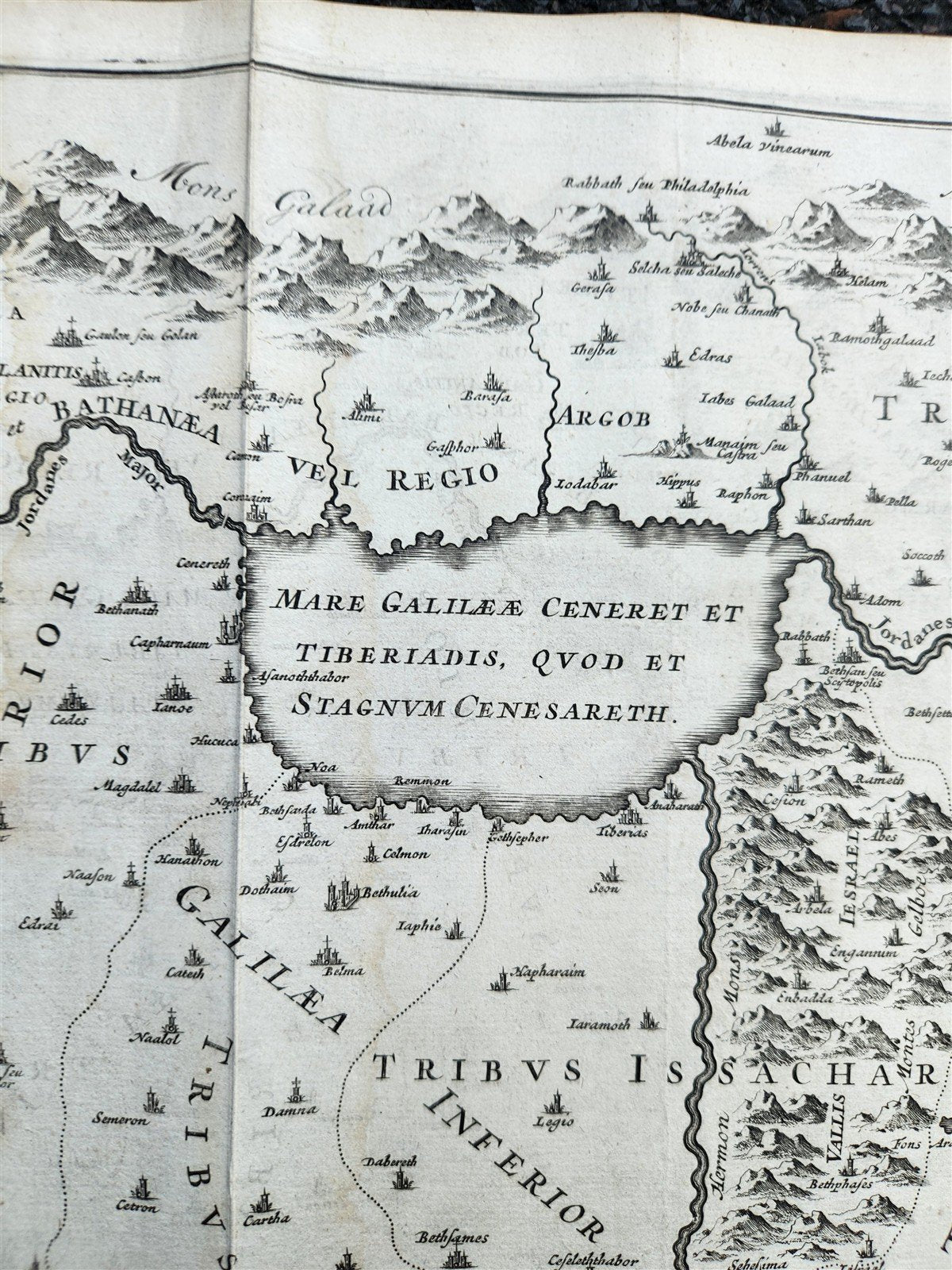 1717 HOLY LAND MAP Jacobus Bonfrerius antique Tabula Geographica Terrae Sanctae