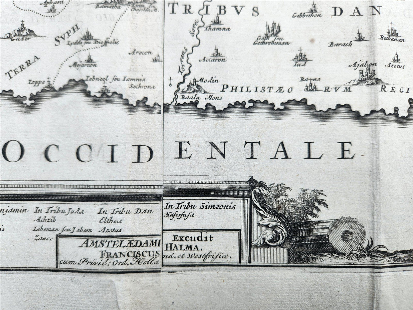 1717 HOLY LAND MAP Jacobus Bonfrerius antique Tabula Geographica Terrae Sanctae