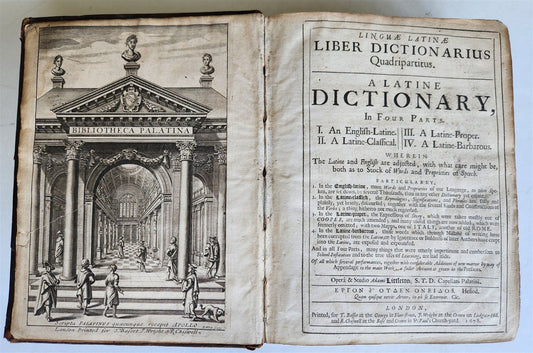 1678 LATIN DICTIONARY London ILLUSTRATED w/ MAPS antique