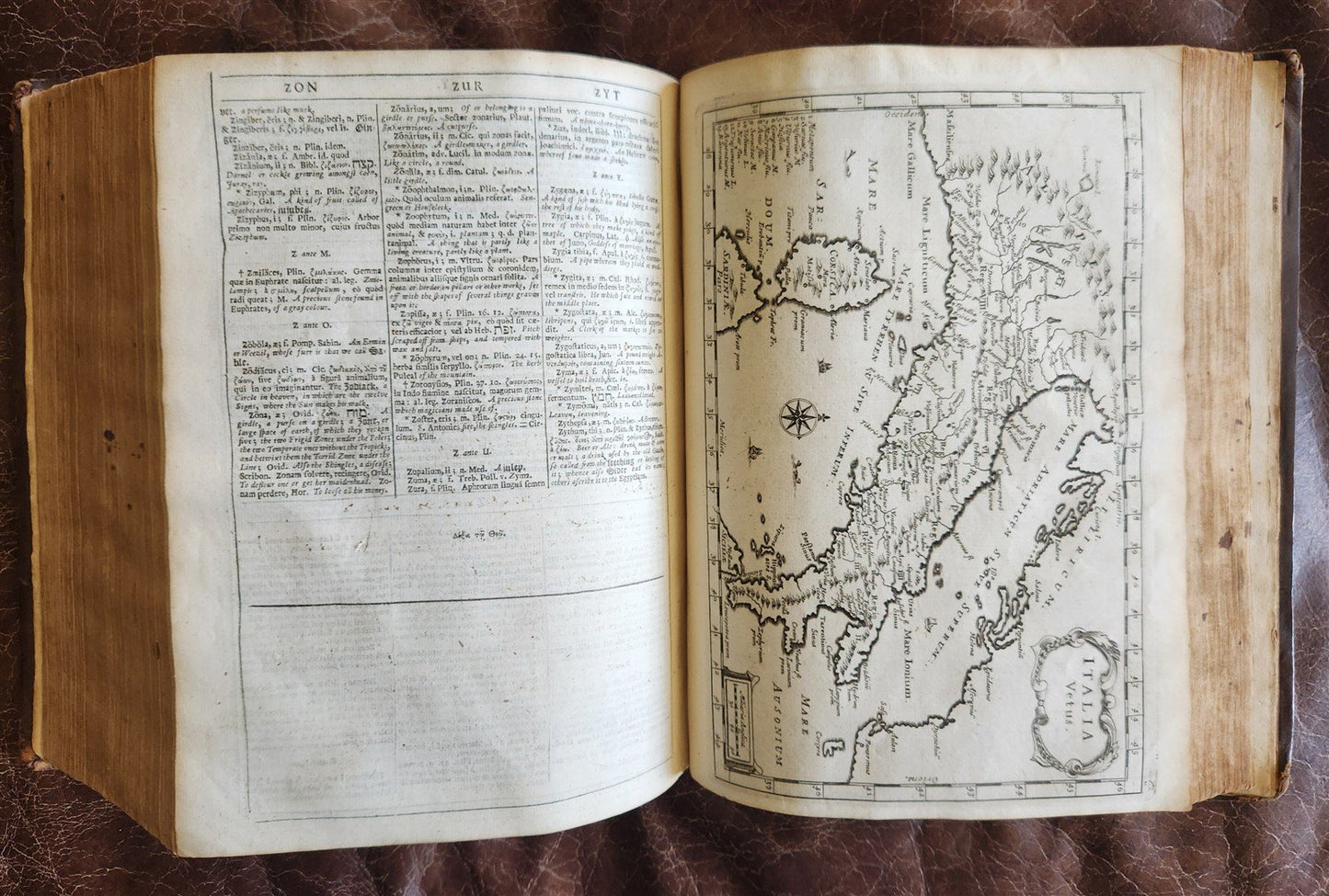 1678 LATIN DICTIONARY London ILLUSTRATED w/ MAPS antique
