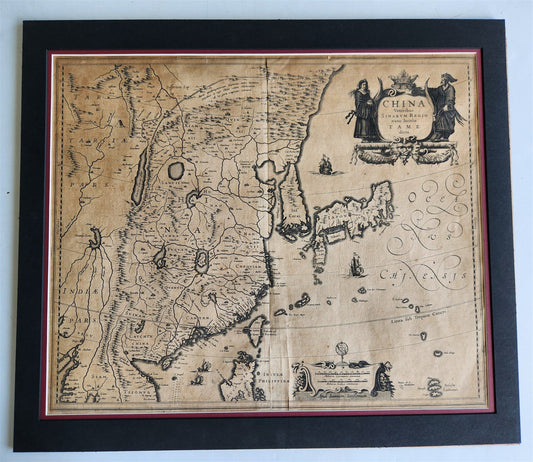1635 MAP of CHINA JAPAN & KOREA antique ORIGINAL