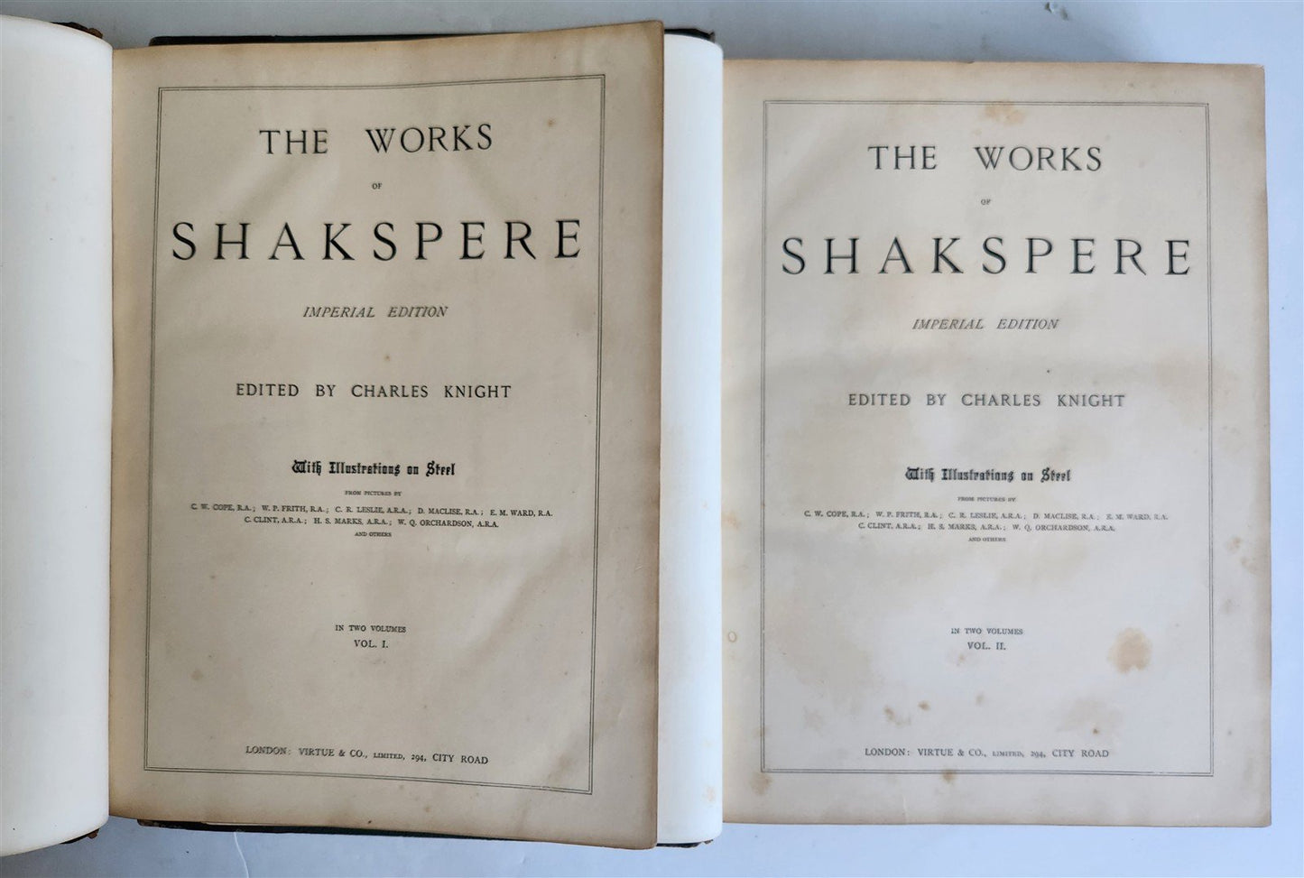 1870s WORKS of SHARSPEARE 2 volumes ILLUSTRATED IMPERIAL EDITION antique