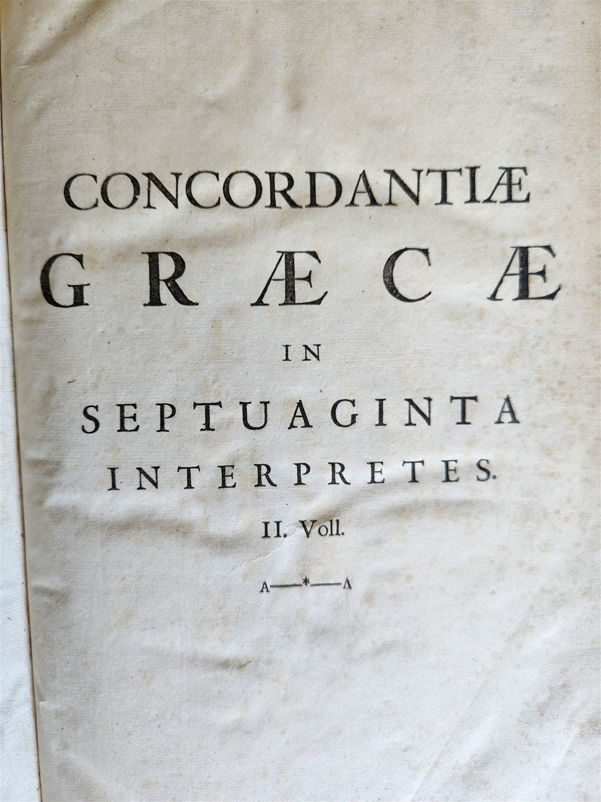 1718 GREEK BIBLE CONCORDANCE 2 volumes BLIND TOOLED VELLUM BINDING antique