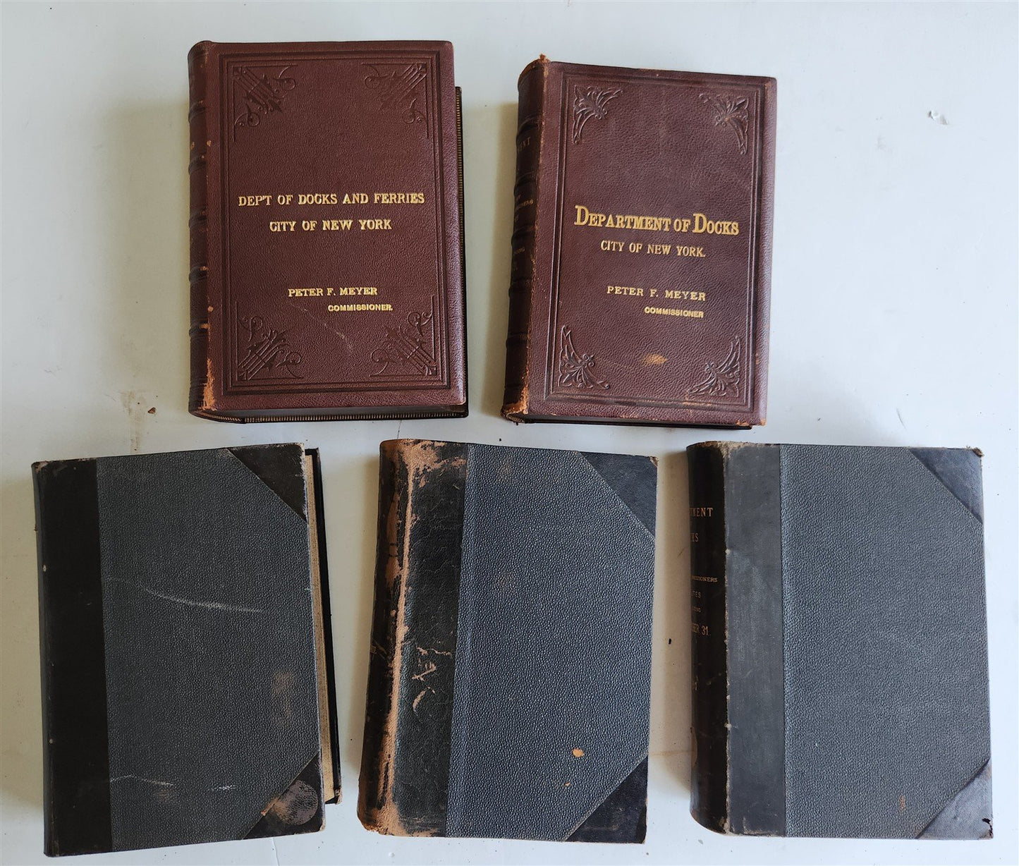 1897-1901 DEPARTMENT of DOCKS & FERRIES of NEW YORK REPORTS 6 VOLUMES antique
