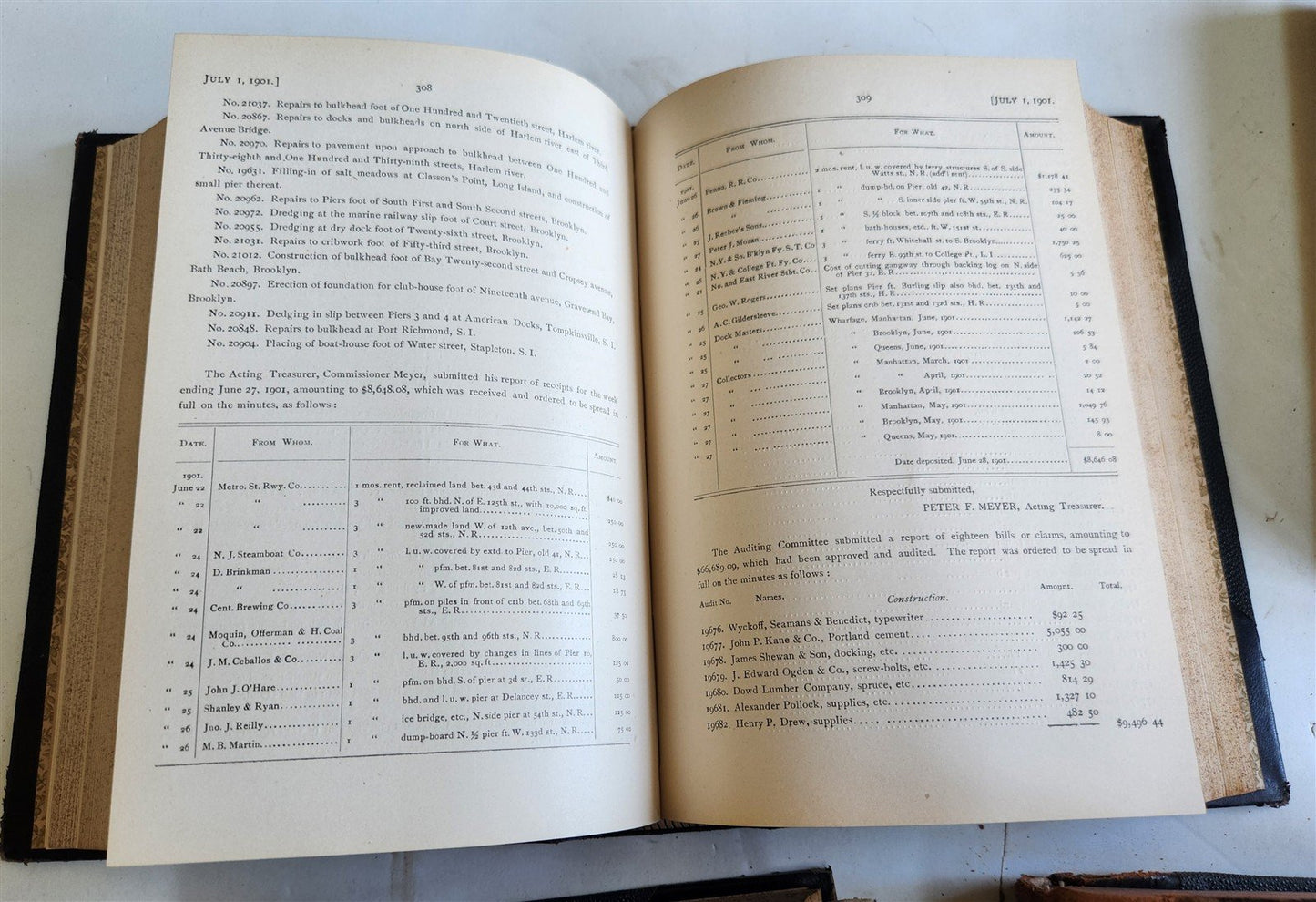 1897-1901 DEPARTMENT of DOCKS & FERRIES of NEW YORK REPORTS 6 VOLUMES antique