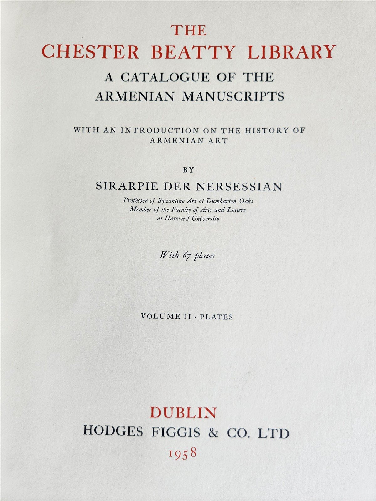 1958 ARMENIAN MANUSCRIPTS CATALOG Chester Beatty Library antique 2 FOLIO VOLUMES