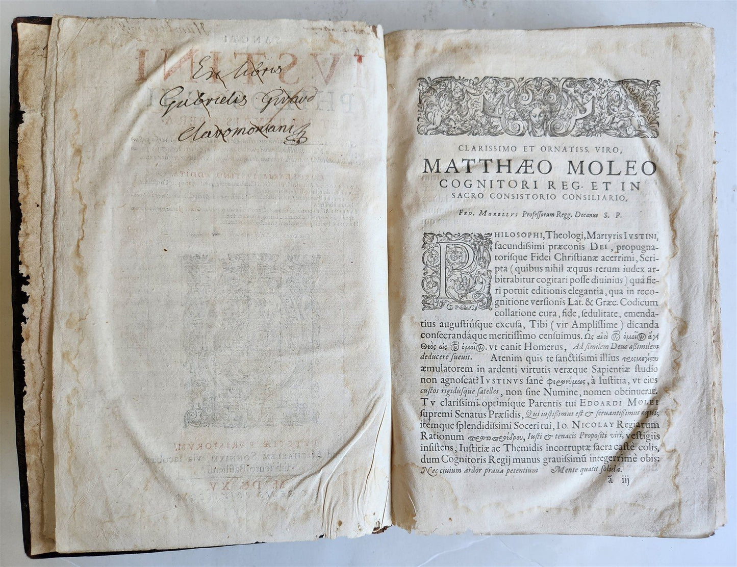 1615 Sancti IUSTIANI PHILOSOPHI et MARTYRIS OPERA antique FOLIO in GREEK & LATIN