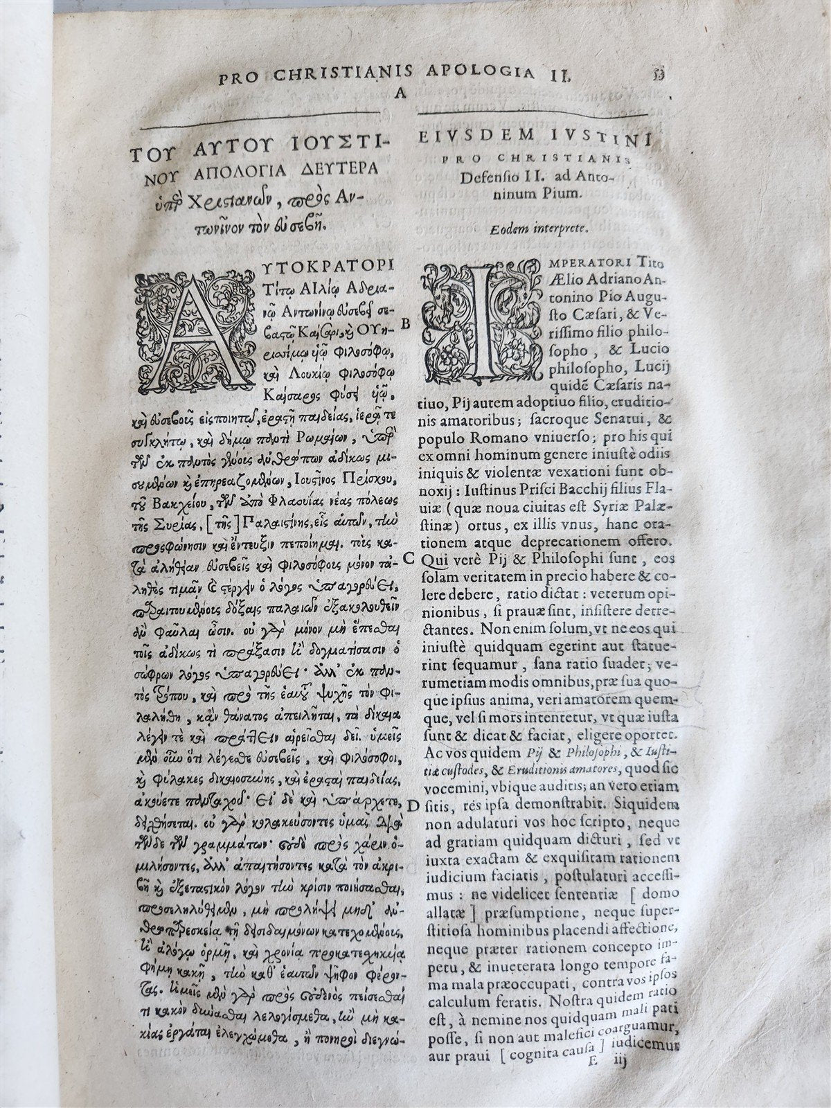 1615 Sancti IUSTIANI PHILOSOPHI et MARTYRIS OPERA antique FOLIO in GREEK & LATIN