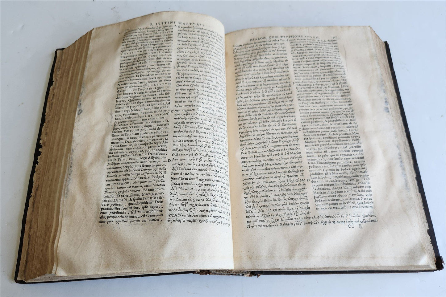 1615 Sancti IUSTIANI PHILOSOPHI et MARTYRIS OPERA antique FOLIO in GREEK & LATIN