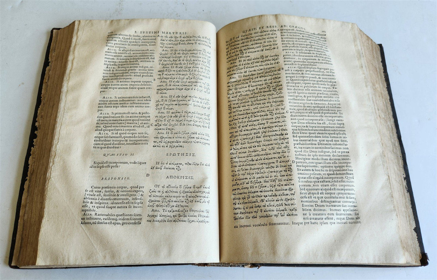 1615 Sancti IUSTIANI PHILOSOPHI et MARTYRIS OPERA antique FOLIO in GREEK & LATIN