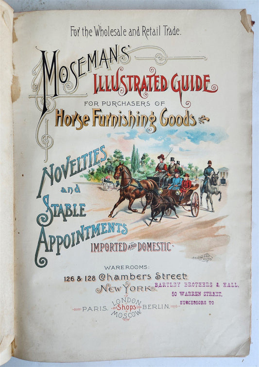 1890 MOSEMAN'S EQUESTRIAN TRADE CATALOG antique ILLUSTRATED FOLIO Americana