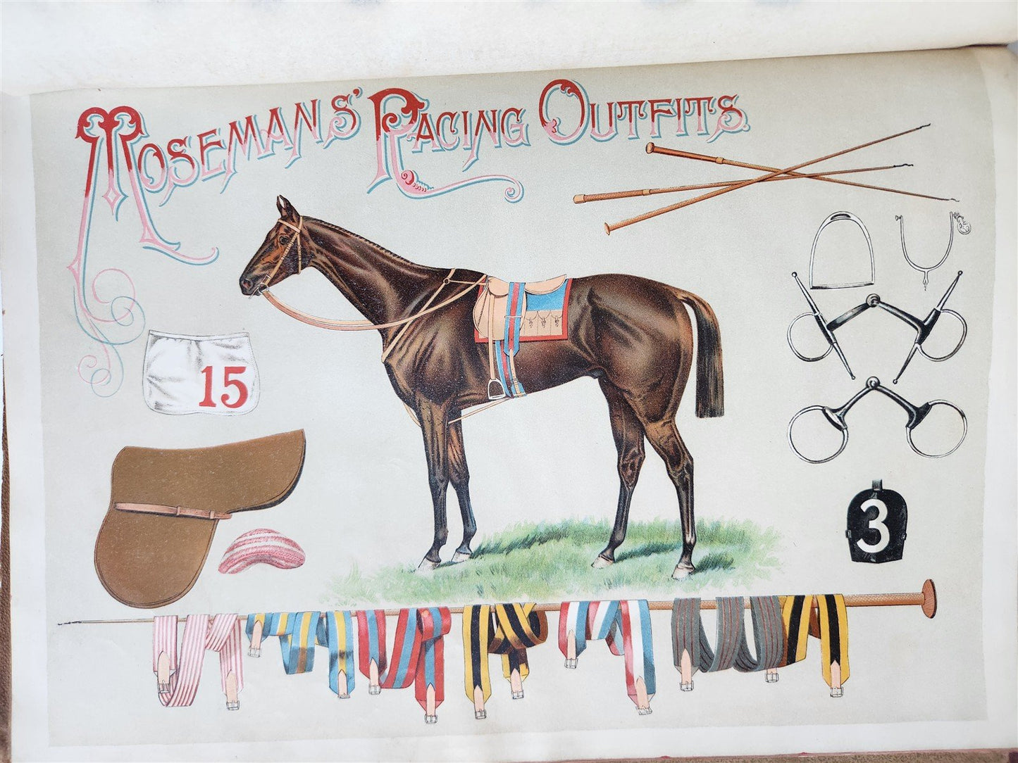 1890 MOSEMAN'S EQUESTRIAN TRADE CATALOG antique ILLUSTRATED FOLIO Americana