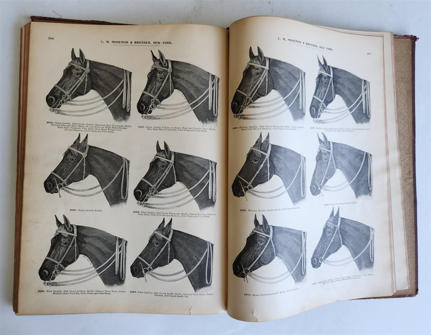 1890 MOSEMAN'S EQUESTRIAN TRADE CATALOG antique ILLUSTRATED FOLIO Americana