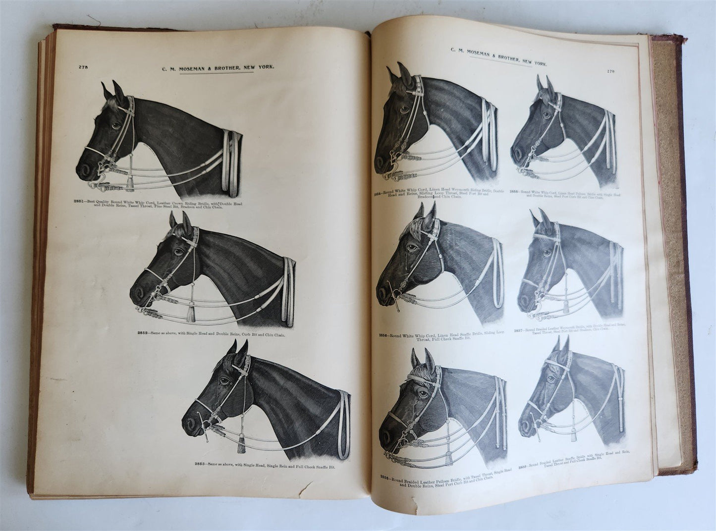 1890 MOSEMAN'S EQUESTRIAN TRADE CATALOG antique ILLUSTRATED FOLIO Americana