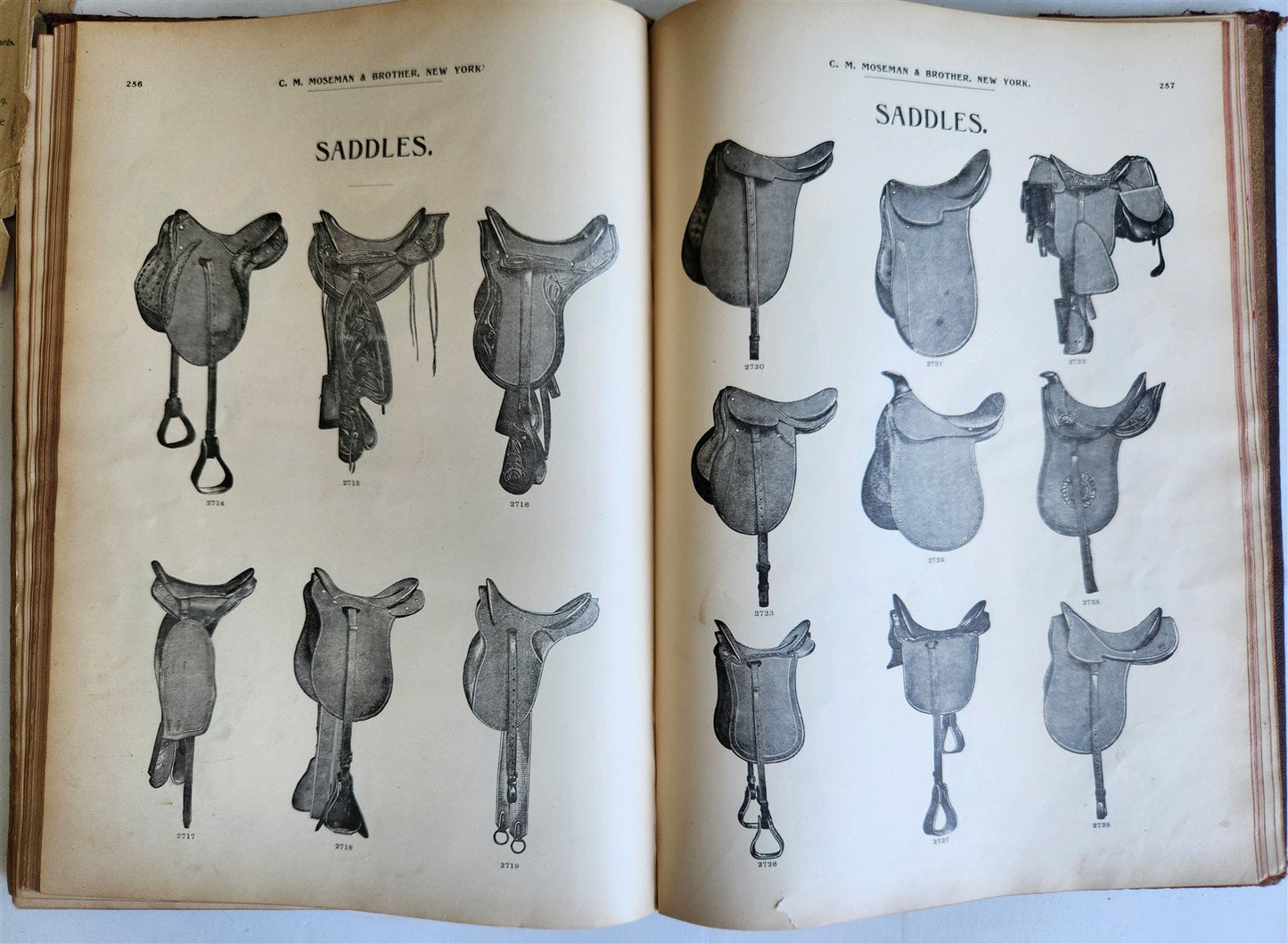 1890 MOSEMAN'S EQUESTRIAN TRADE CATALOG antique ILLUSTRATED FOLIO Americana