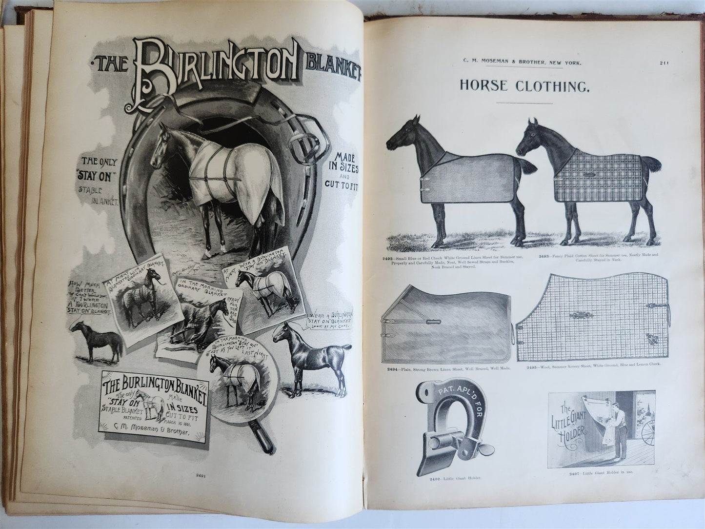 1890 MOSEMAN'S EQUESTRIAN TRADE CATALOG antique ILLUSTRATED FOLIO Americana
