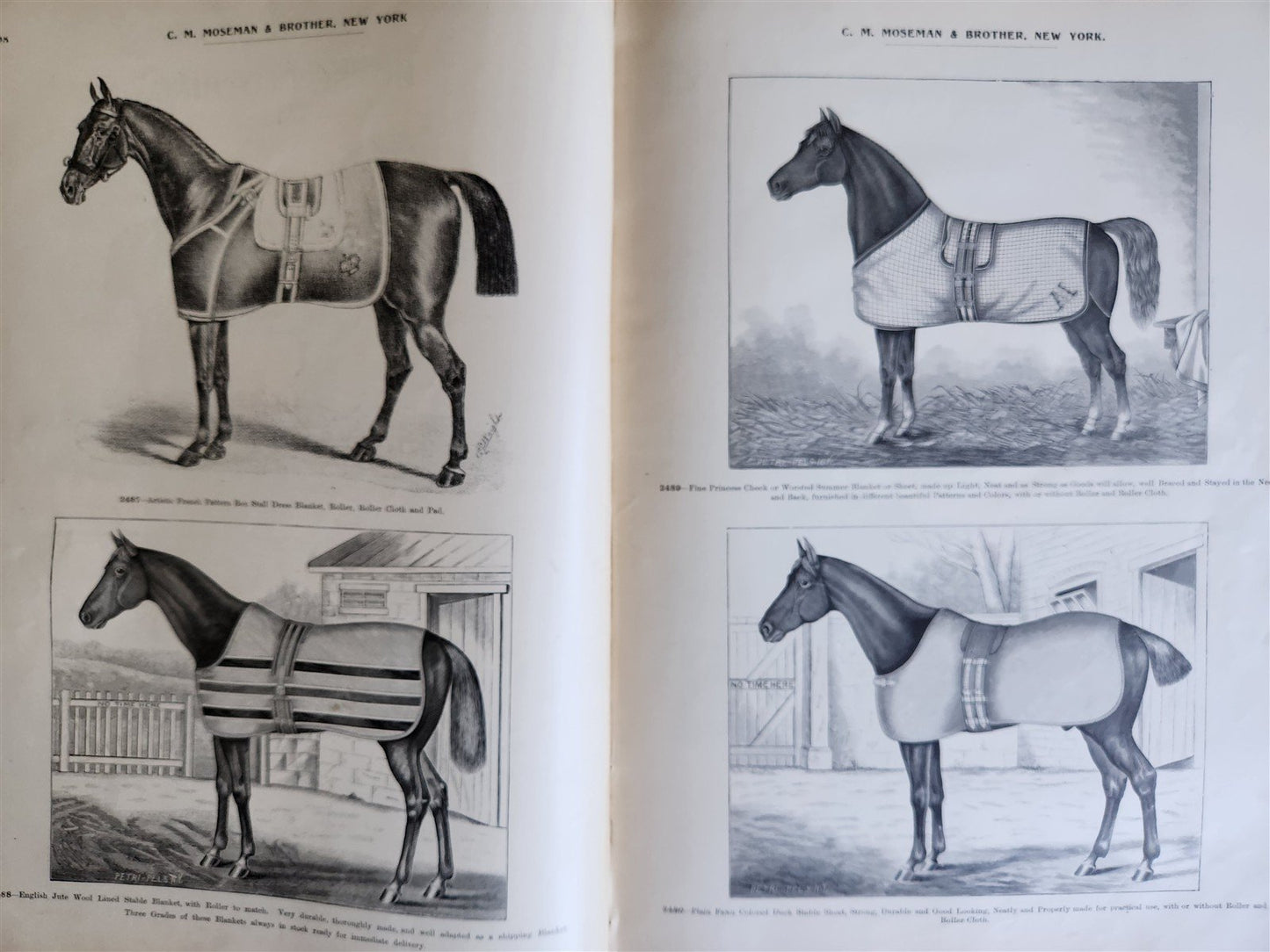 1890 MOSEMAN'S EQUESTRIAN TRADE CATALOG antique ILLUSTRATED FOLIO Americana