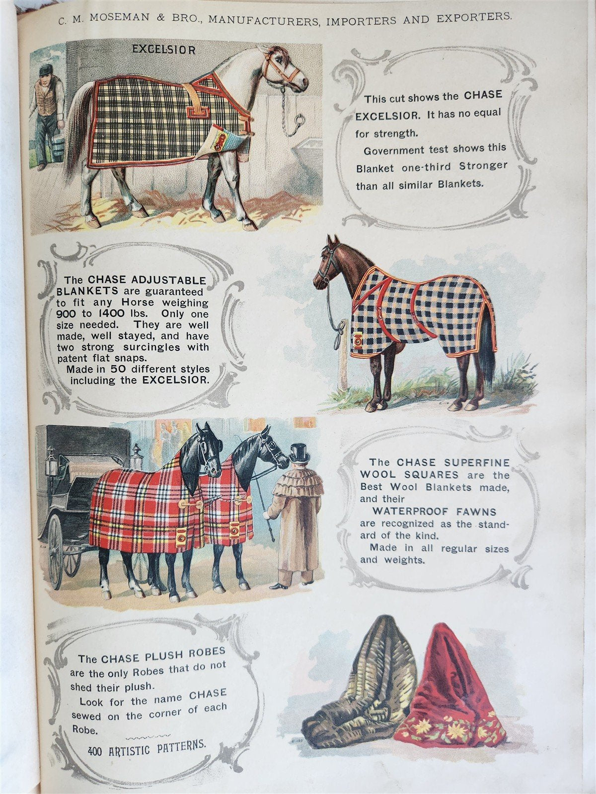 1890 MOSEMAN'S EQUESTRIAN TRADE CATALOG antique ILLUSTRATED FOLIO Americana