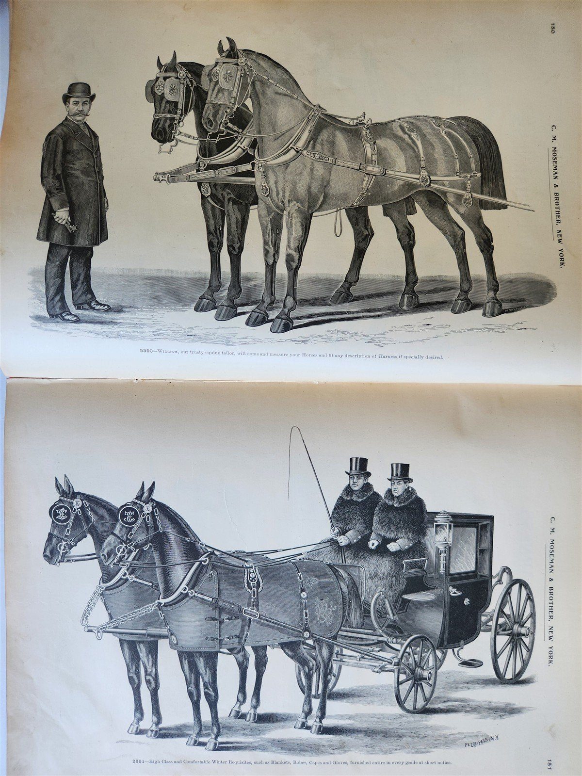 1890 MOSEMAN'S EQUESTRIAN TRADE CATALOG antique ILLUSTRATED FOLIO Americana