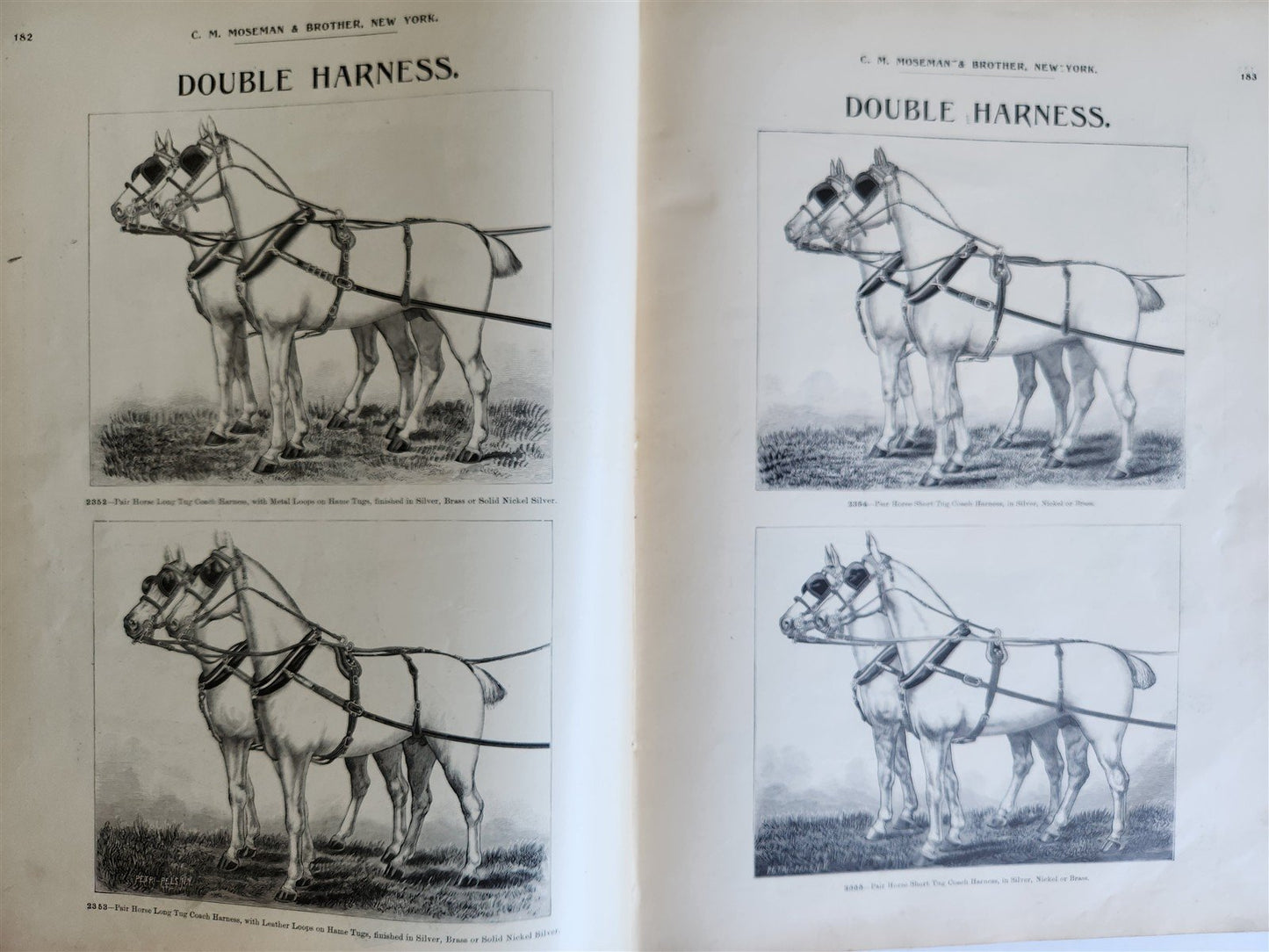 1890 MOSEMAN'S EQUESTRIAN TRADE CATALOG antique ILLUSTRATED FOLIO Americana