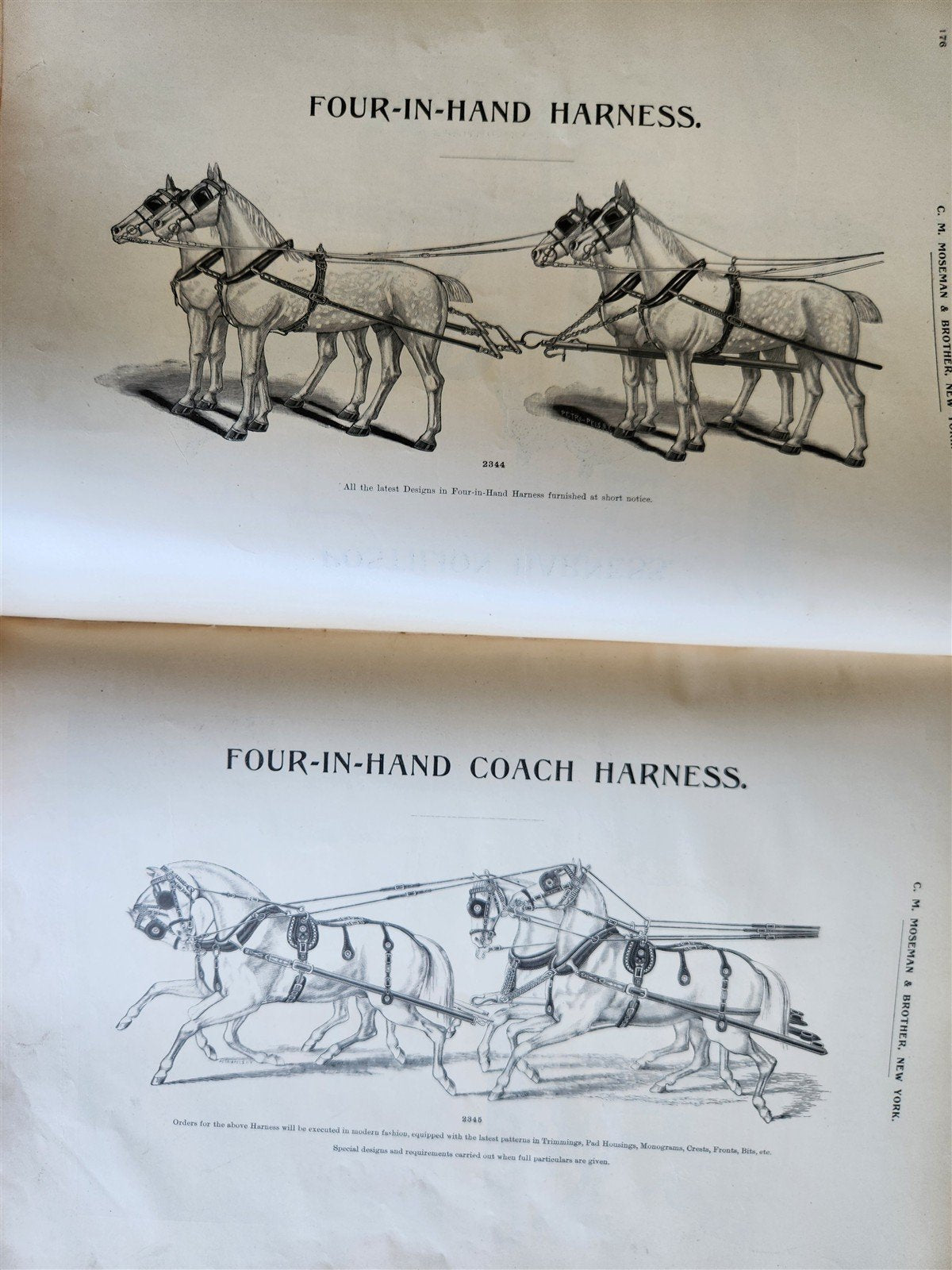 1890 MOSEMAN'S EQUESTRIAN TRADE CATALOG antique ILLUSTRATED FOLIO Americana