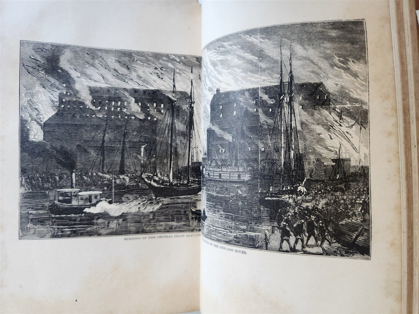 1873 FIGHTING FIRE GREAT FIRES of HISTORY by William Fowler antique ILLUSTRATED
