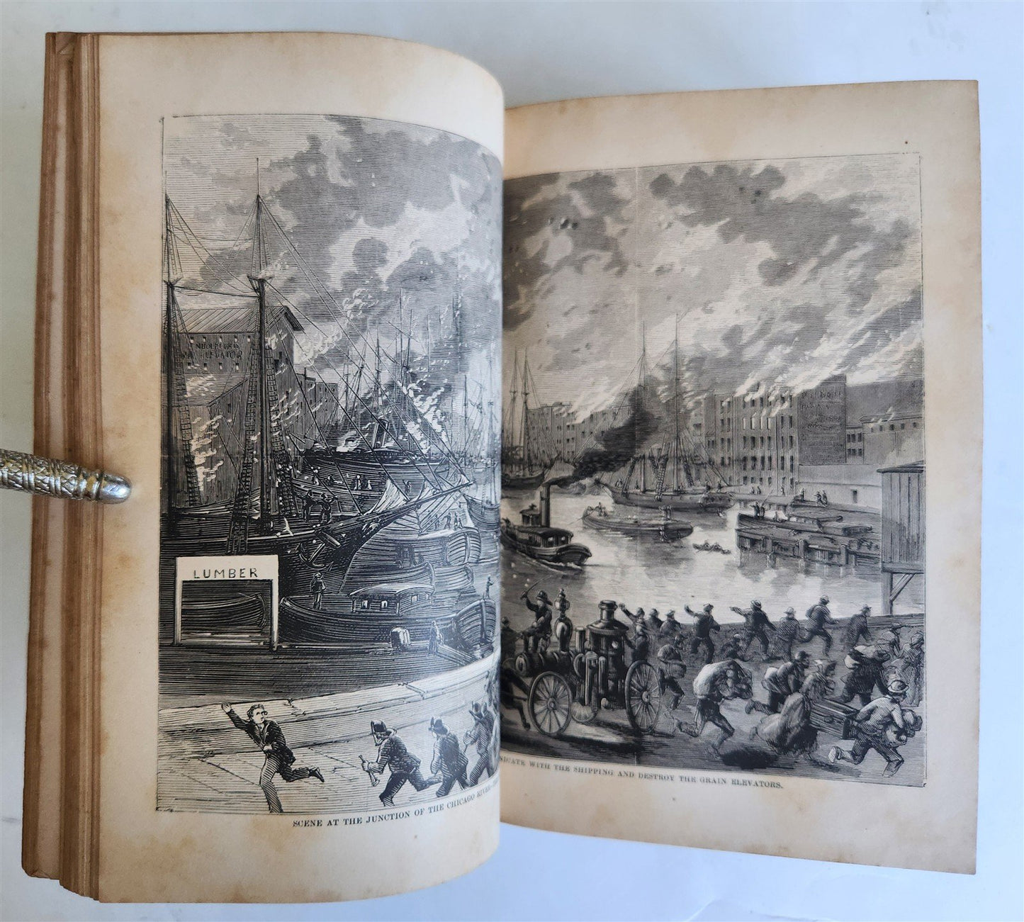 1873 FIGHTING FIRE GREAT FIRES of HISTORY by William Fowler antique ILLUSTRATED