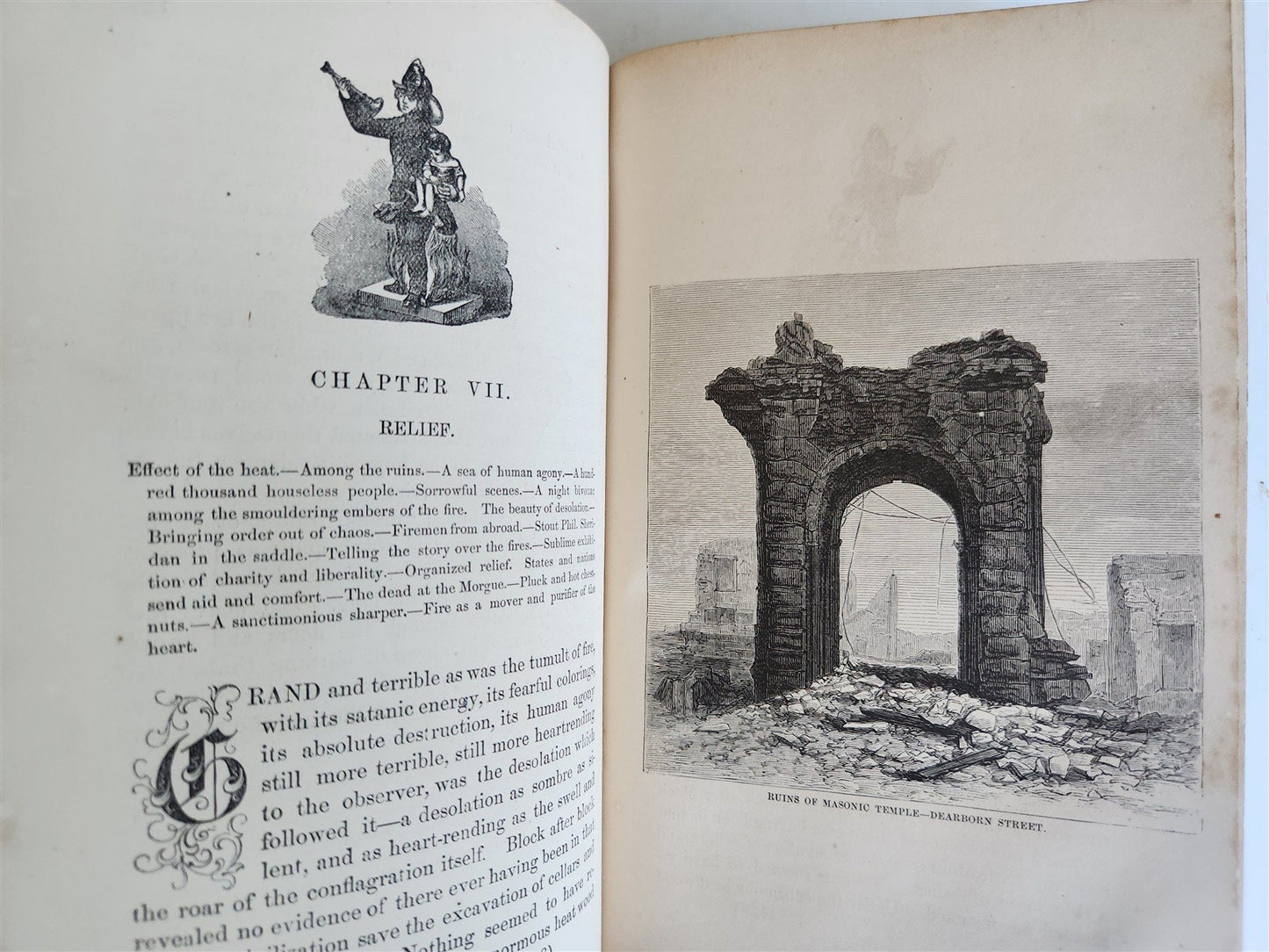 1873 FIGHTING FIRE GREAT FIRES of HISTORY by William Fowler antique ILLUSTRATED