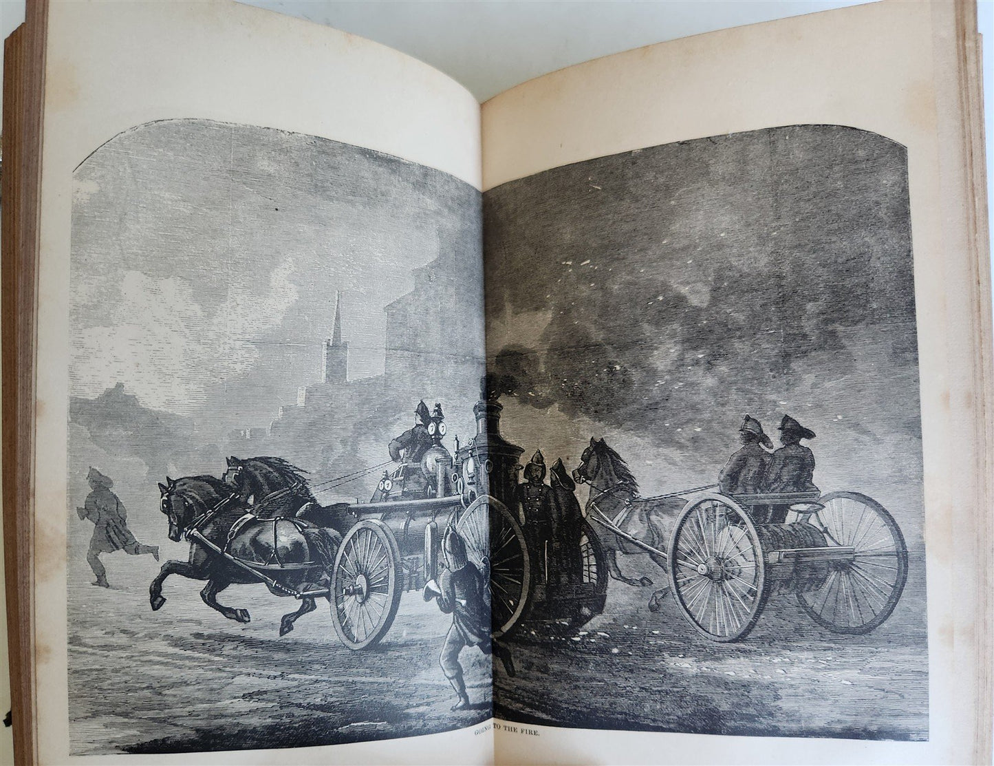 1873 FIGHTING FIRE GREAT FIRES of HISTORY by William Fowler antique ILLUSTRATED