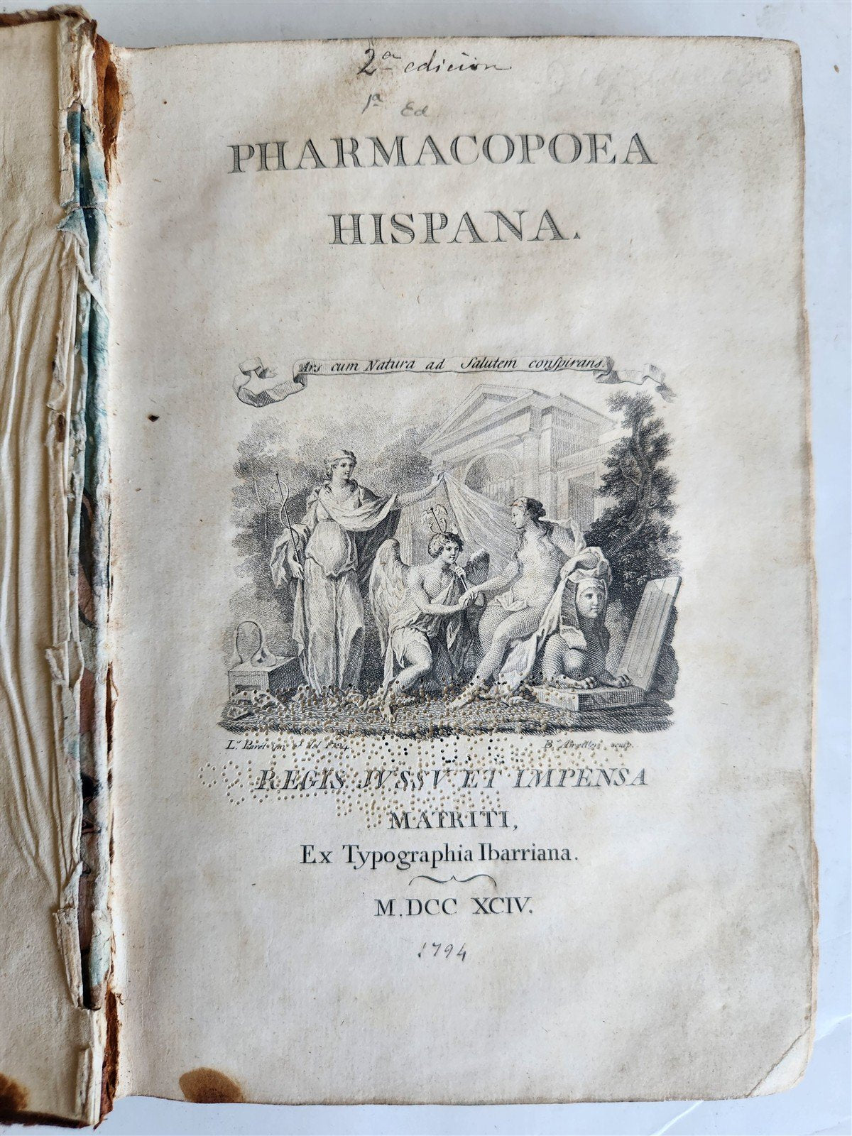 1794 PHARMACOPAIA in SPANISH antique Pharmacopoea Hispana