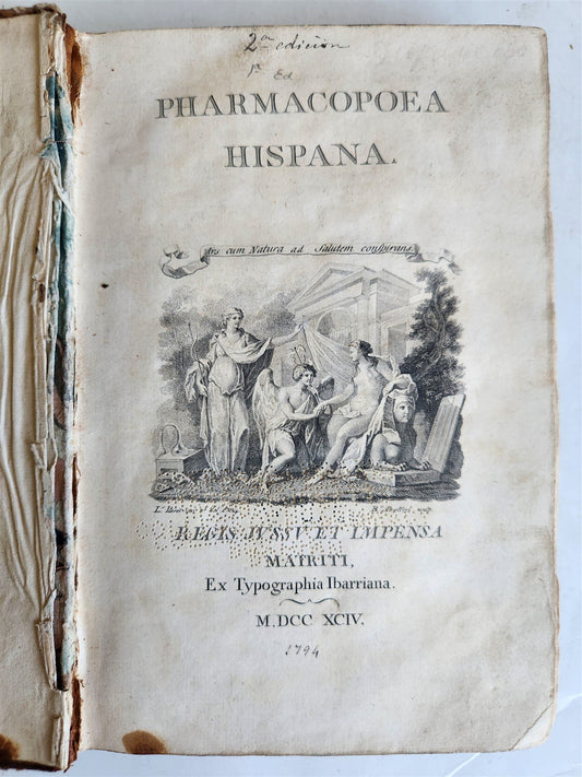 1794 PHARMACOPAIA in SPANISH antique Pharmacopoea Hispana