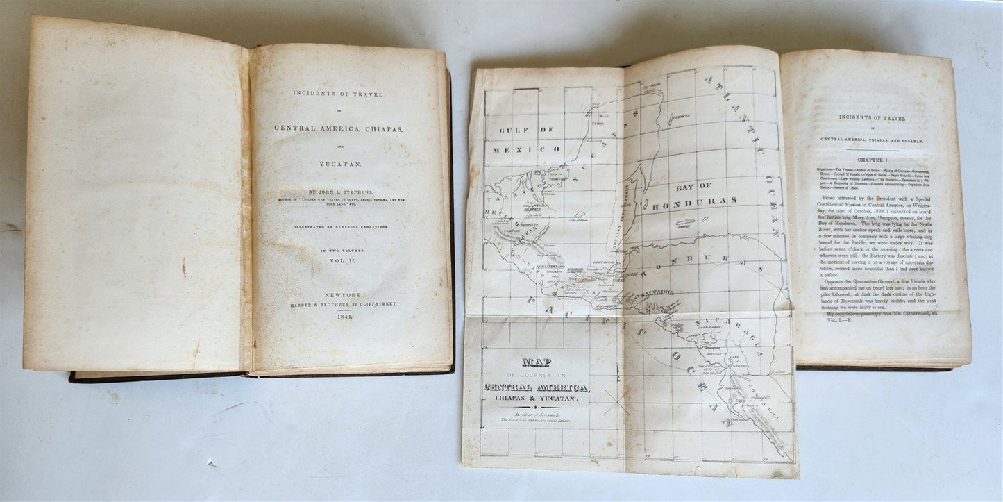 1841 Incidents of Travel in Central America Chiapas Yucatan antique ILLUSTRATED