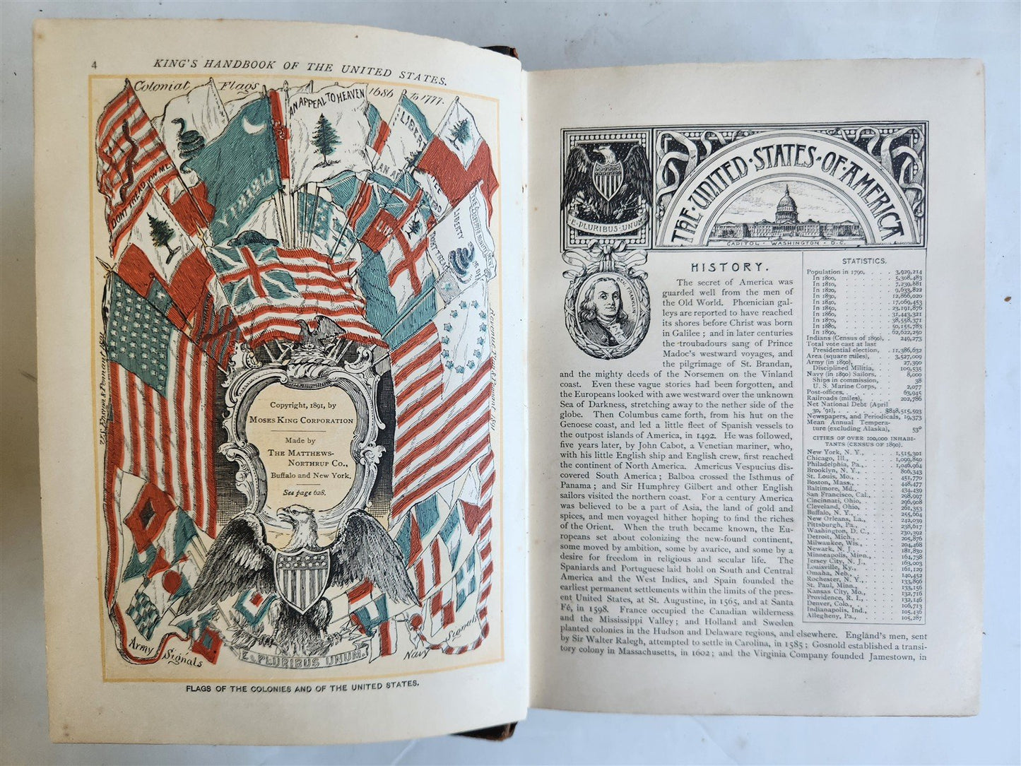 1891 KING'S HANDBOOK of UNITED STATES antique ILLUSTRATED AMERICANA